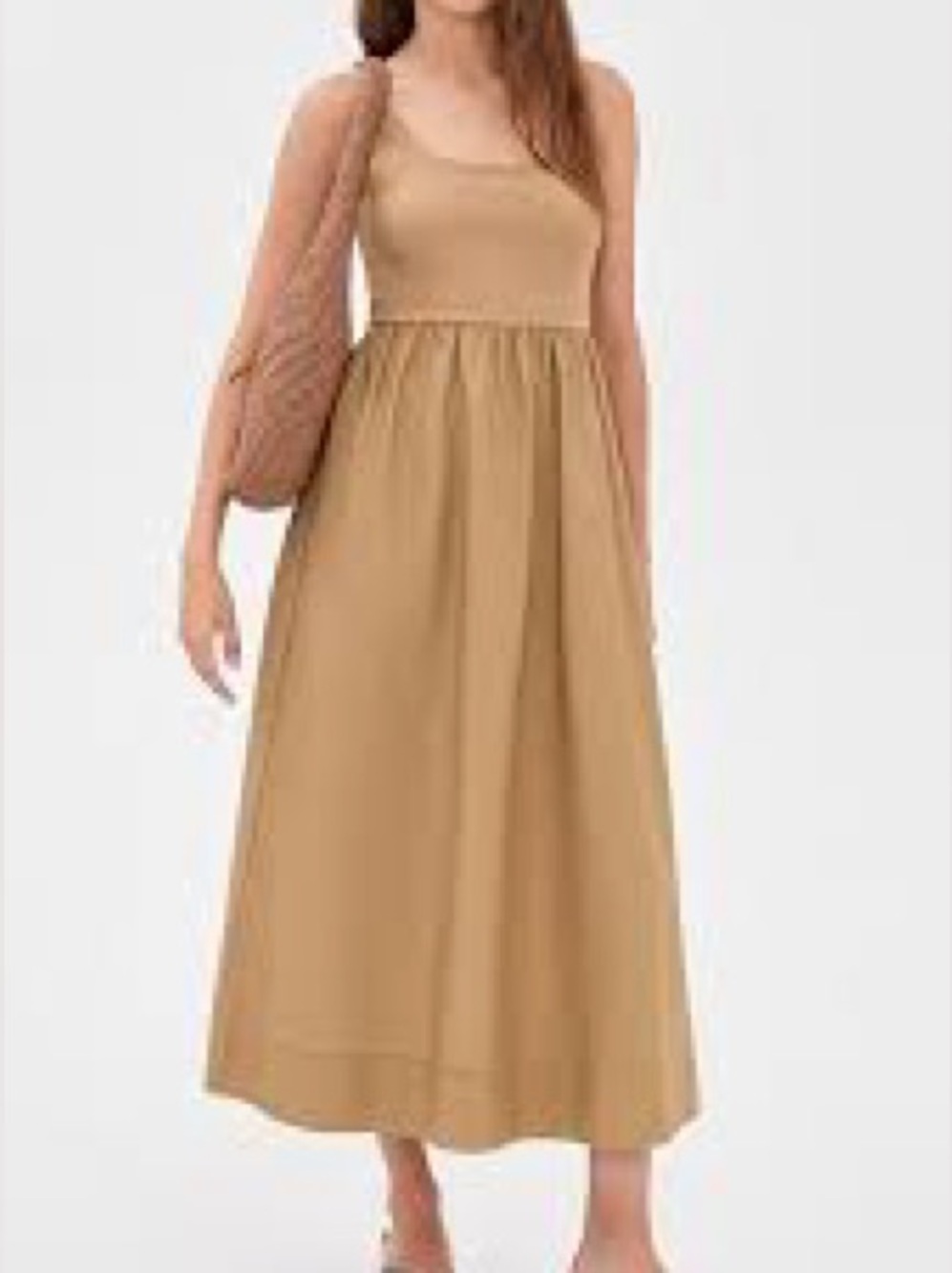 Urban Daizy Maxi Dress Womens M Beige Mixed Media Tank Fit & Flare Long